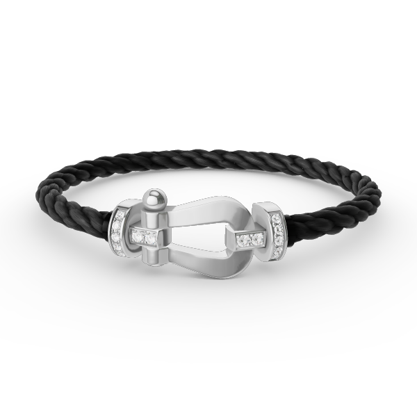 [baslovejewels]FORCE LARGE HORSESHOE HALF DIAMOND BRACELET SILVER