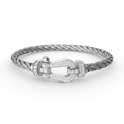[baslovejewels]FORCE LARGE HORSESHOE FULL DIAMOND BRACELET SILVER