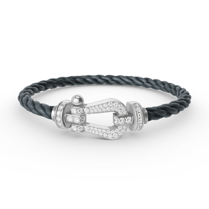 [baslovejewels]FORCE LARGE HORSESHOE FULL DIAMOND BRACELET SILVER